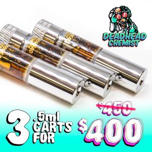 Get the Deadhead Chemist's remarkable DMT 3 Cartridges Deal .5mL Deal today! Enjoy 1mL of psychedelic bliss with each cartridge, taking you on a one-of-a-kind voyage of exploration and pleasure.